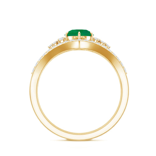 0.4 Carat Natural Emerald Diamond Wedding Bridal Ring Set of 2