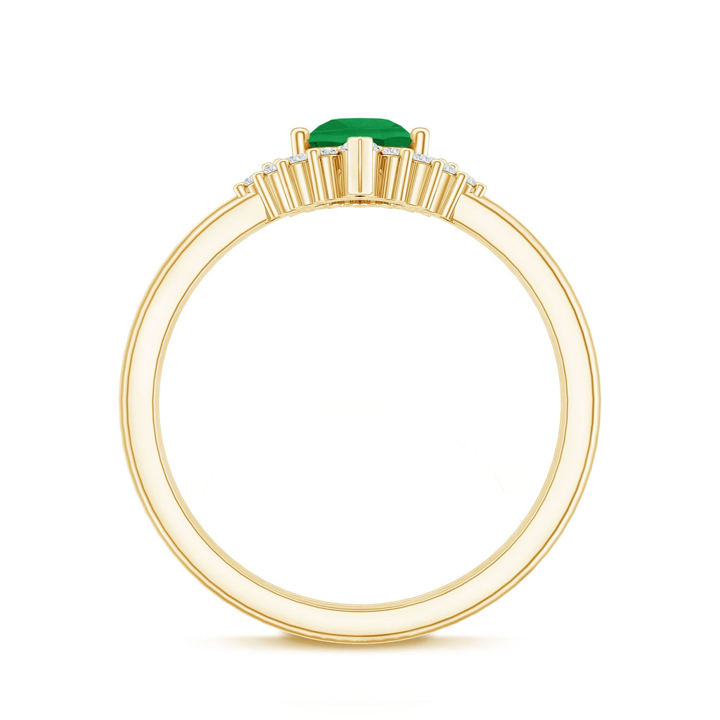 Natural Emerald Diamond Pear Shape Engagement Ring and Wedding Band Set