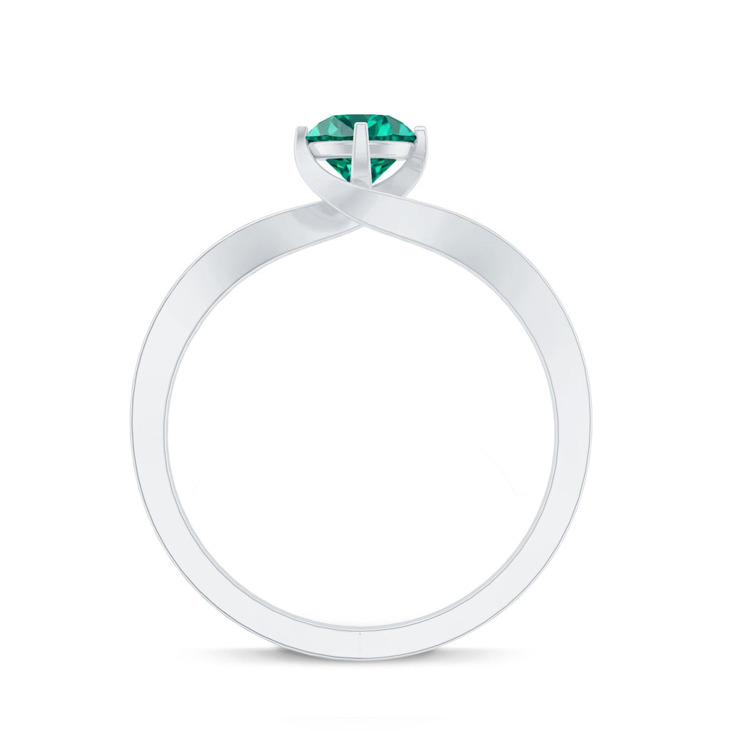 Certified 0.8 Carat Lab Grown Emerald Diamond Bypass Engagement Ring