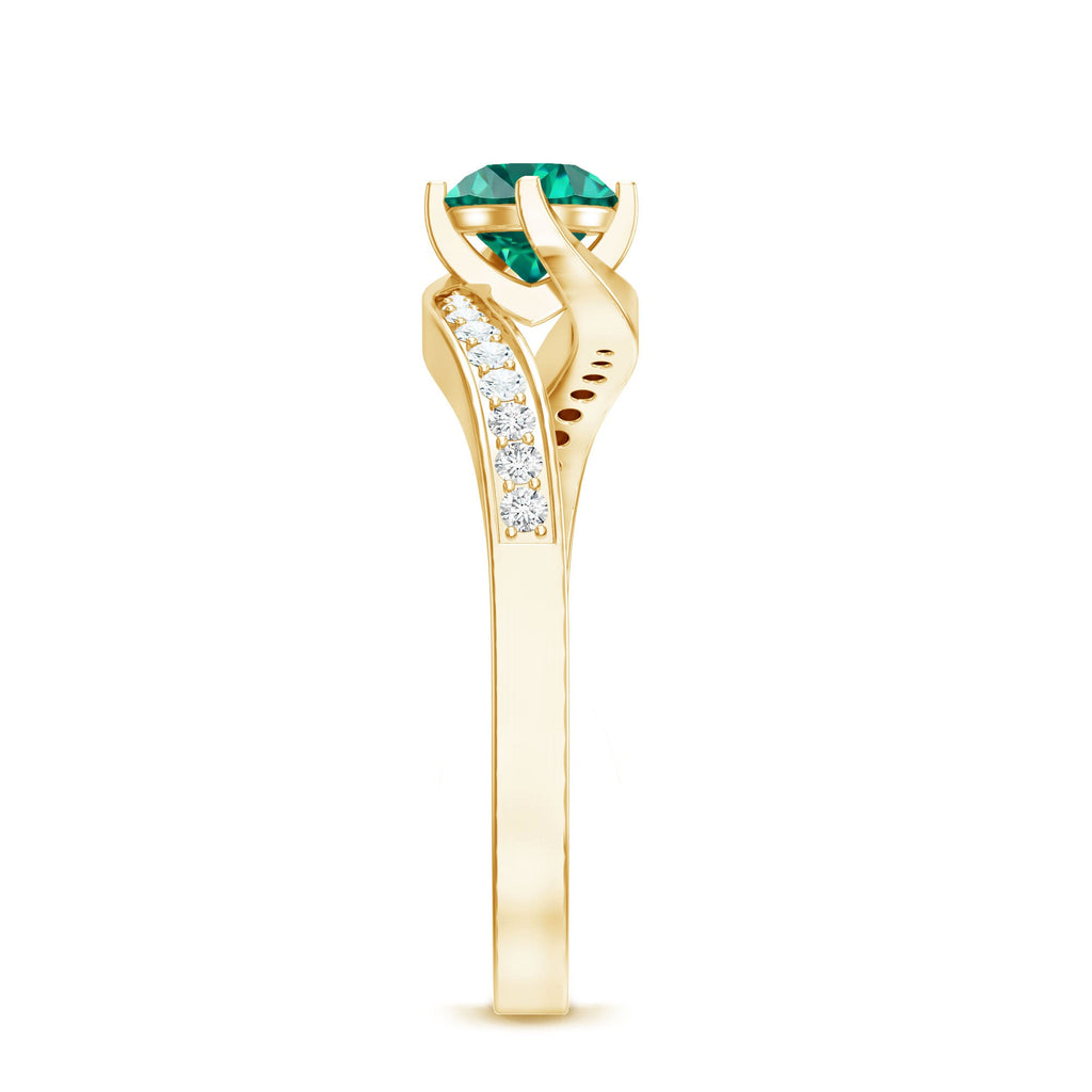 Certified 0.8 Carat Lab Grown Emerald Diamond Bypass Engagement Ring