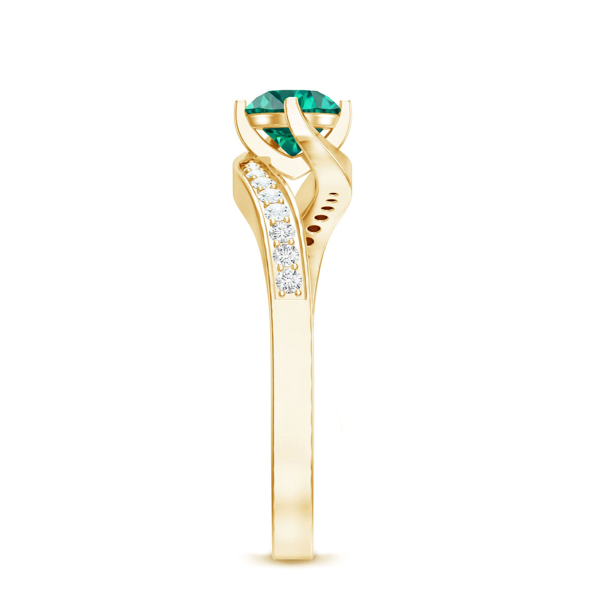 Certified 0.8 Carat Lab Grown Emerald Diamond Bypass Engagement Ring
