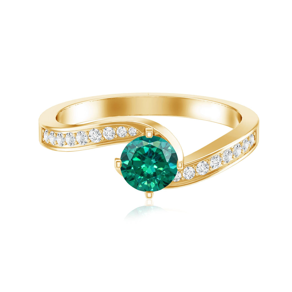 Certified 0.8 Carat Lab Grown Emerald Diamond Bypass Engagement Ring