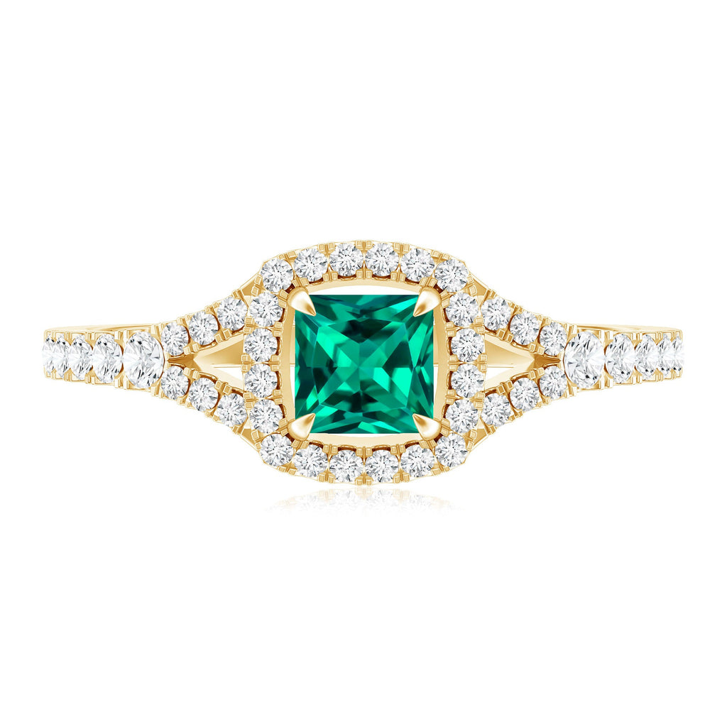 Certified Princess Cut Lab Grown Emerald Diamond Promise Ring