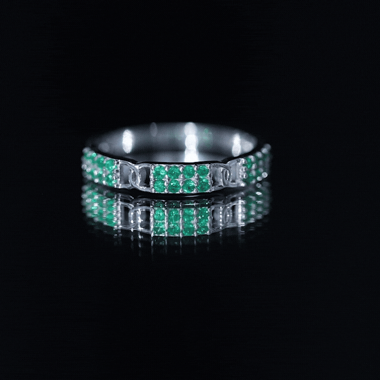 Real Emerald Interlocking Wedding Band with Certificate
