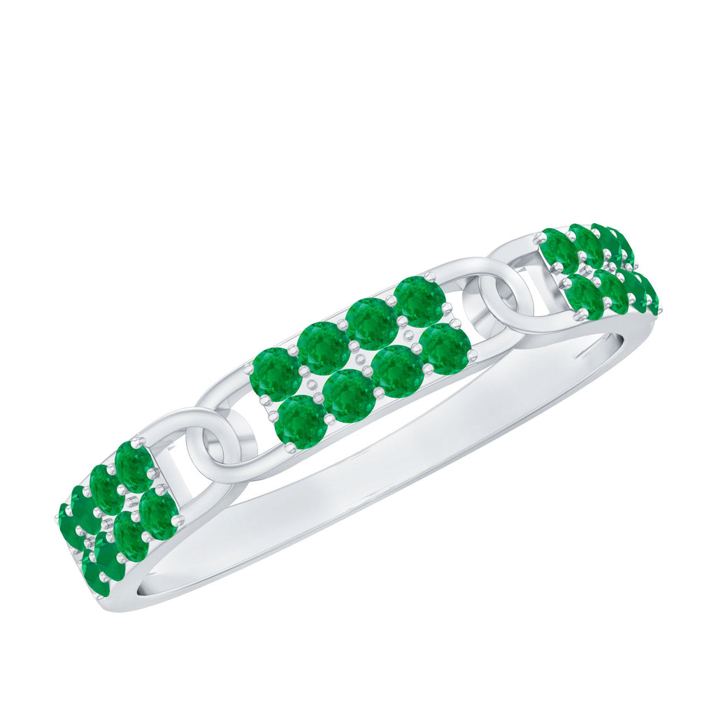 Real Emerald Interlocking Wedding Band with Certificate