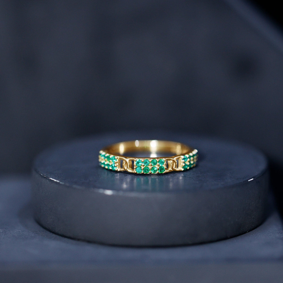 Real Emerald Interlocking Wedding Band with Certificate