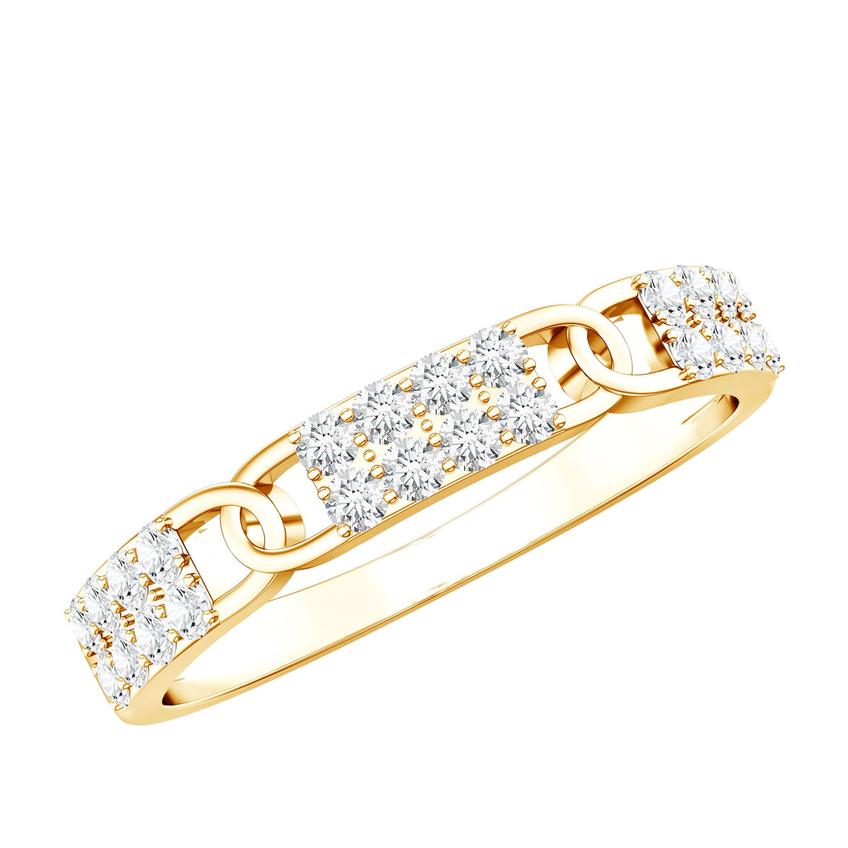 Certified Moissanite Interlocking Wedding Band