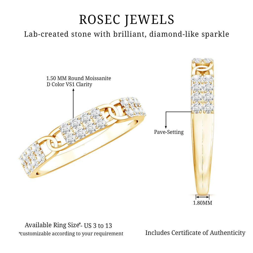 Certified Moissanite Interlocking Wedding Band