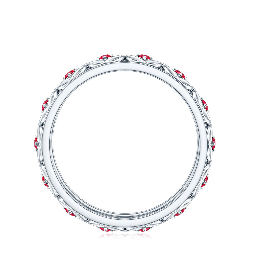 Vintage Style Lab Created Ruby Celtic Wedding Band with Certificate