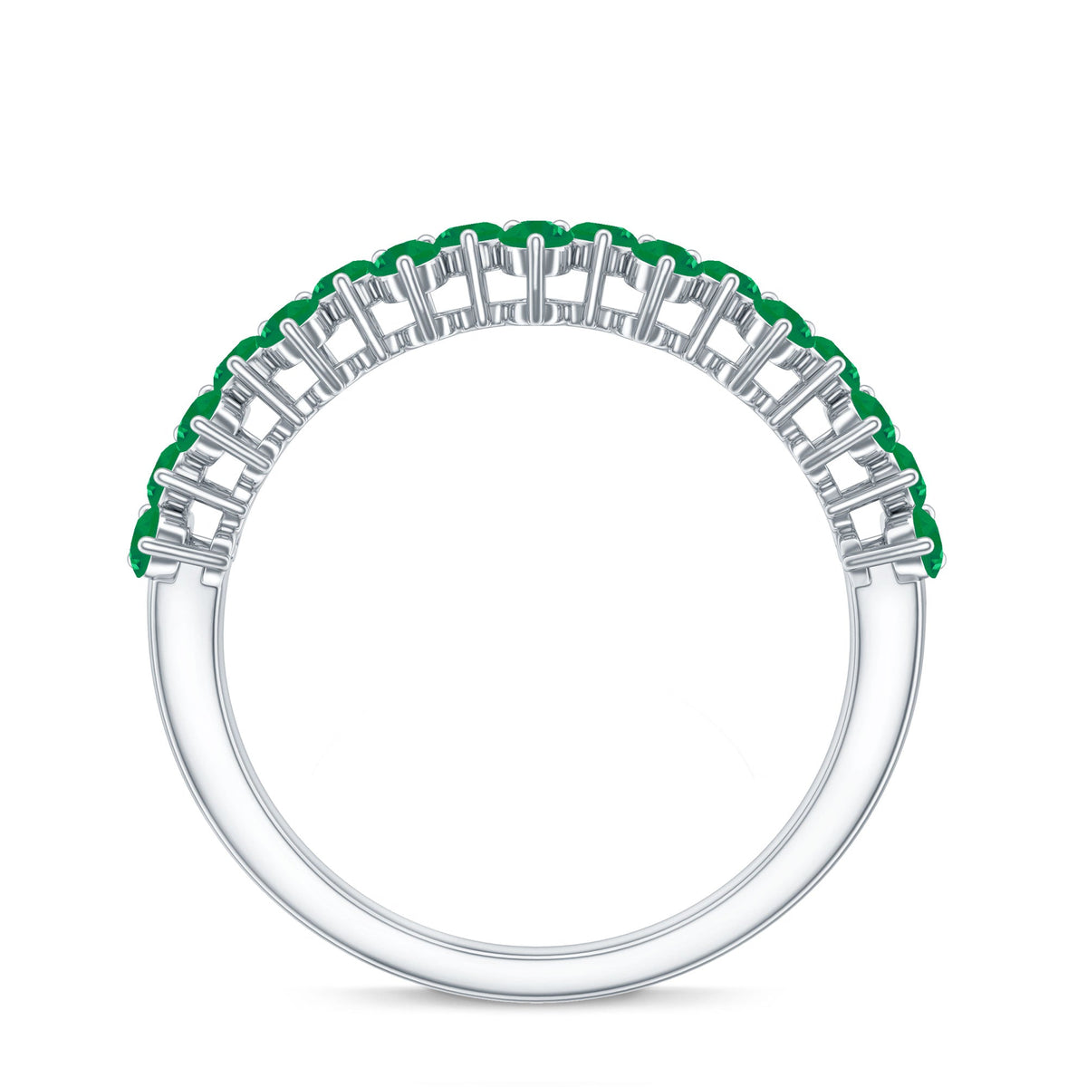 Certified Real Emerald Half Eternity Anniversary Ring