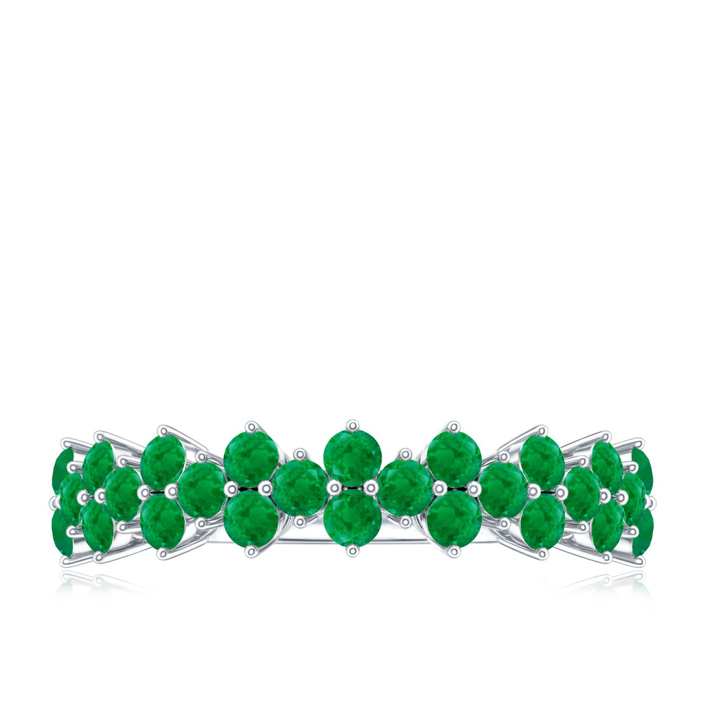Certified Real Emerald Half Eternity Anniversary Ring