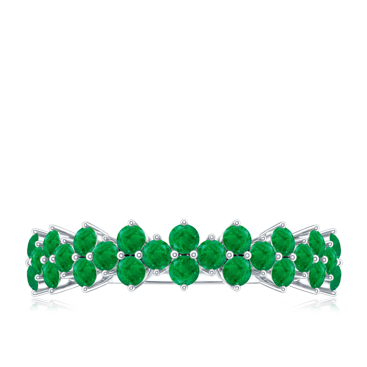 Certified Real Emerald Half Eternity Anniversary Ring