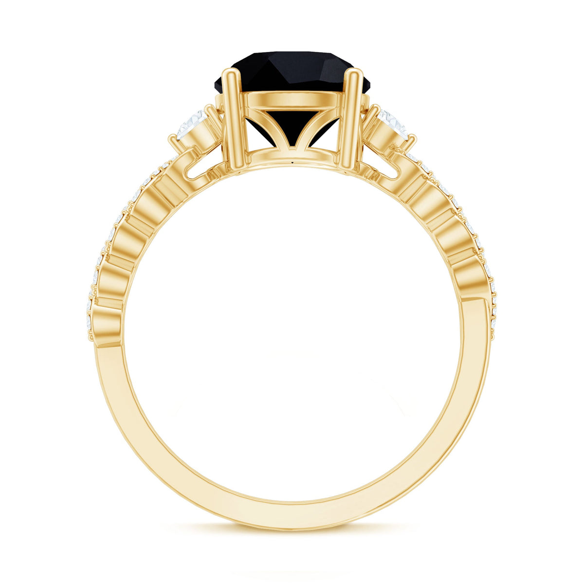 Designer 2.6 Carat Black Spinel Engagement Ring with Diamond