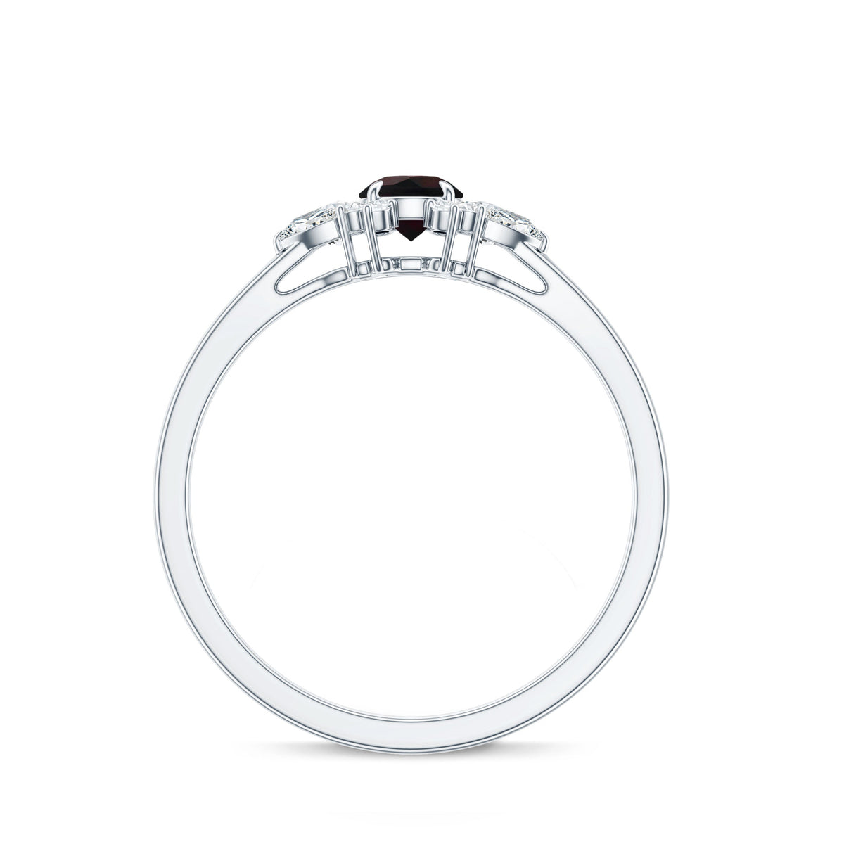 Claw Set Round Black Opal and Diamond Promise Ring