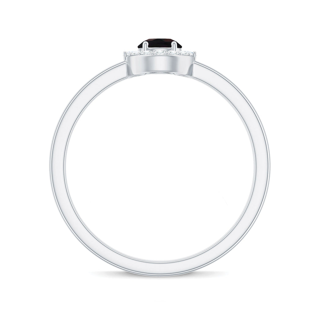 Minimal Black Opal and Diamond Halo Promise Ring