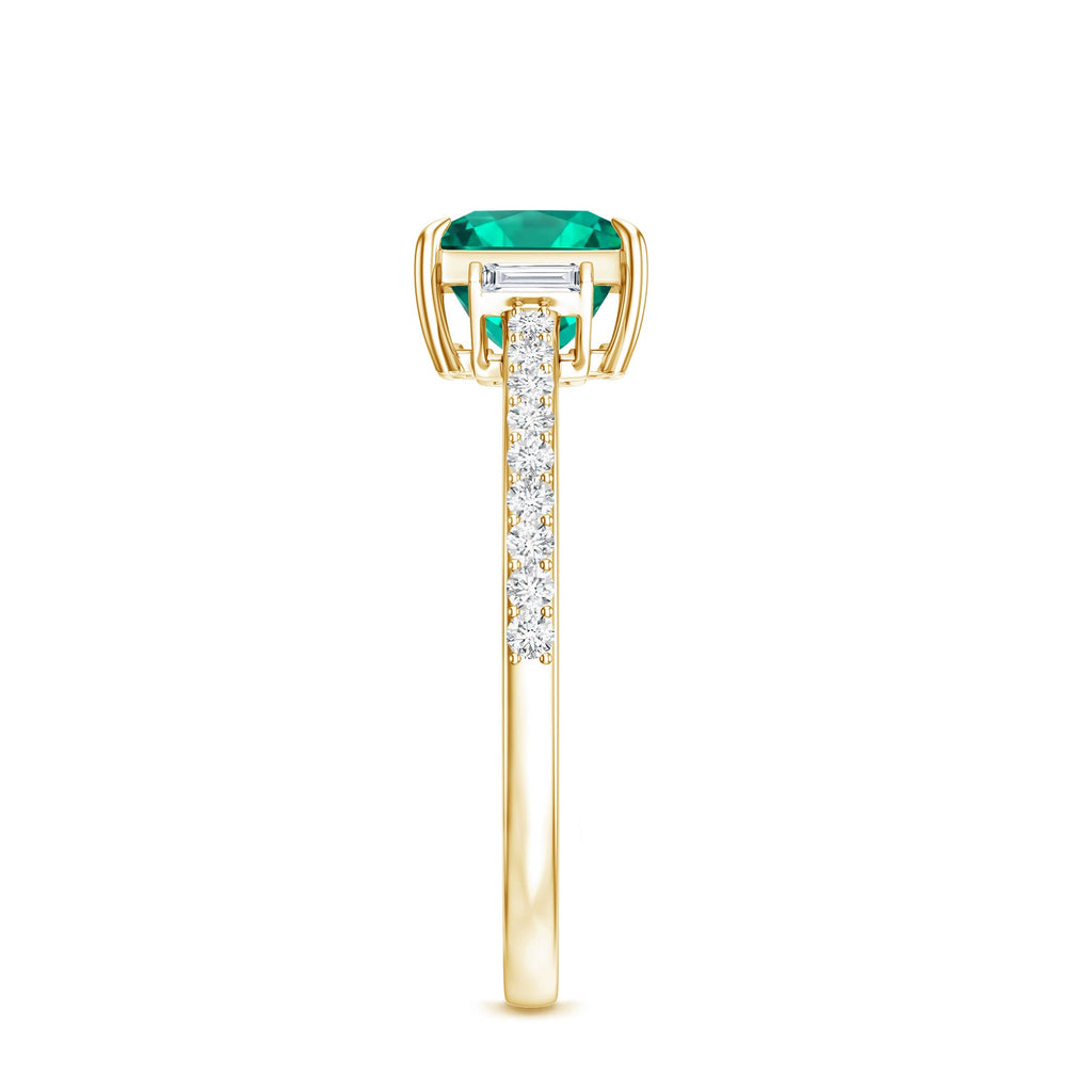 Lab Grown Emerald Diamond 3 Stone Engagement Ring with Certificate