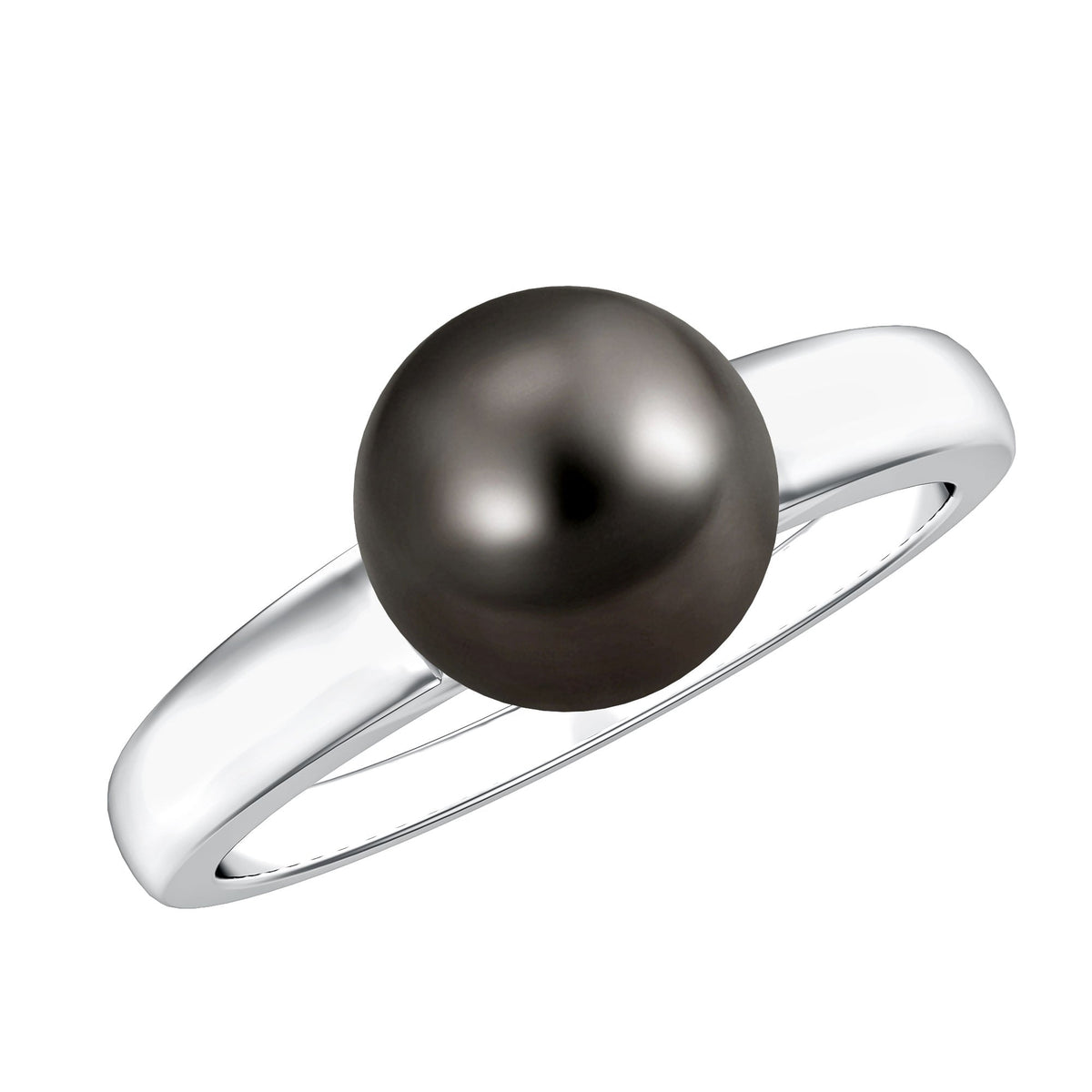 Handpicked Natural Black Pearl Solitaire Engagement Ring With Certificate