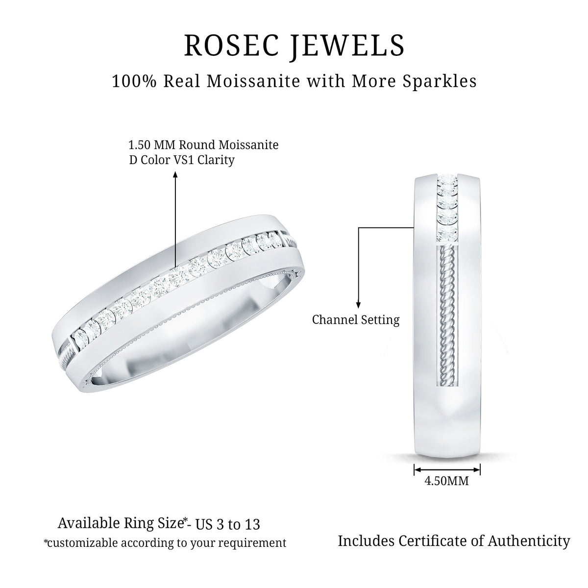 Brilliant Cut Moissanite Wedding Band