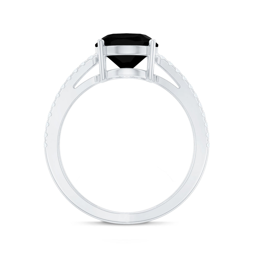 4.2 Carat Lab Grown Black Diamond Split Shank Engagement Ring with White Diamond