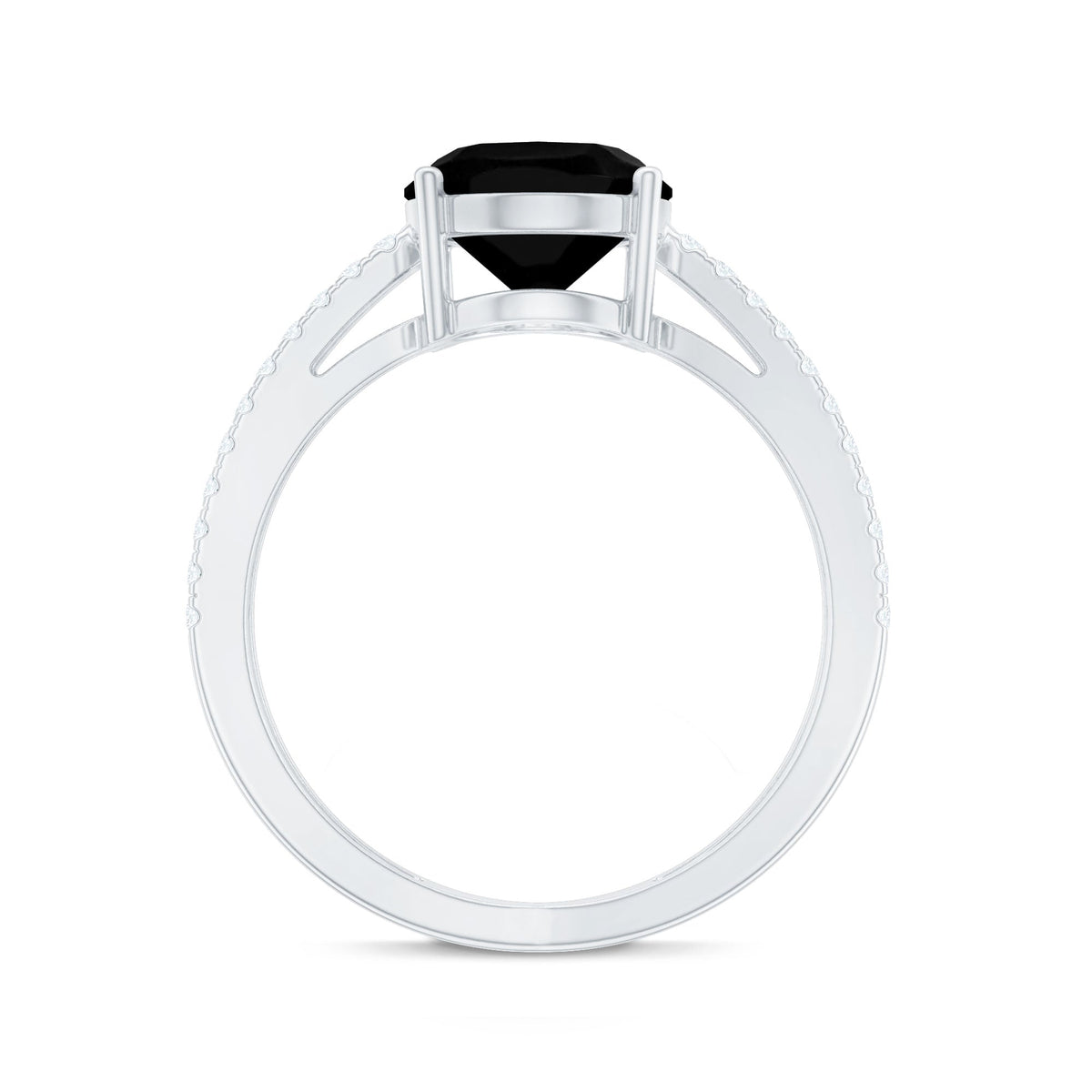4.2 Carat Lab Grown Black Diamond Split Shank Engagement Ring with White Diamond
