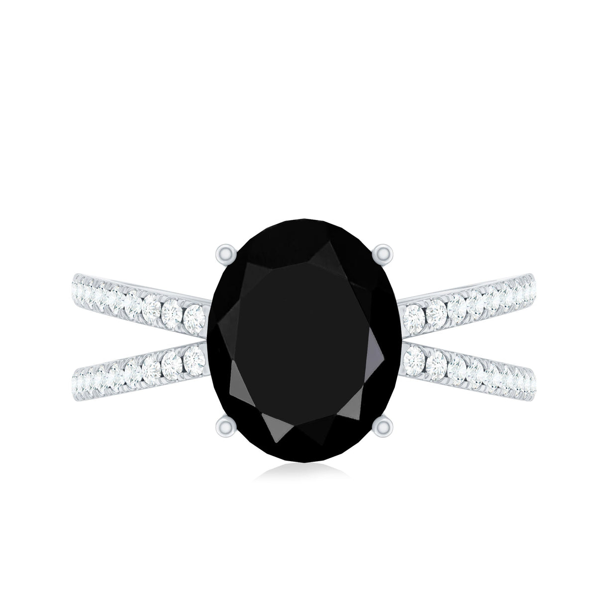 4.2 Carat Lab Grown Black Diamond Split Shank Engagement Ring with White Diamond