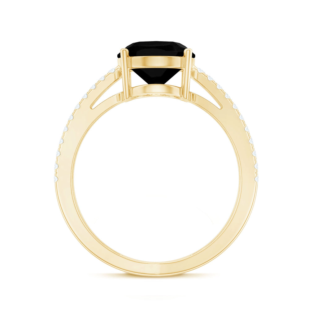 4.2 Carat Lab Grown Black Diamond Split Shank Engagement Ring with White Diamond