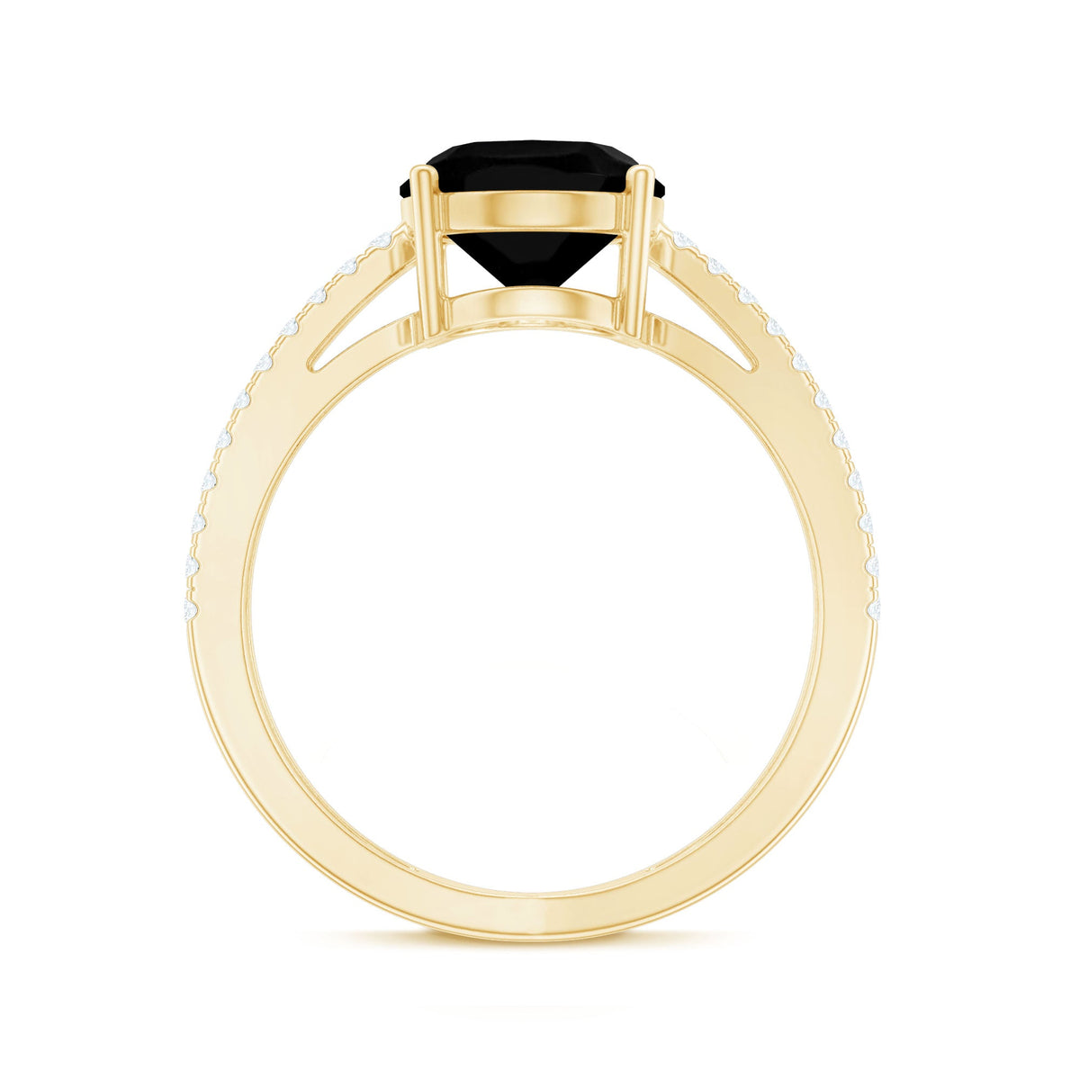 4.2 Carat Lab Grown Black Diamond Split Shank Engagement Ring with White Diamond