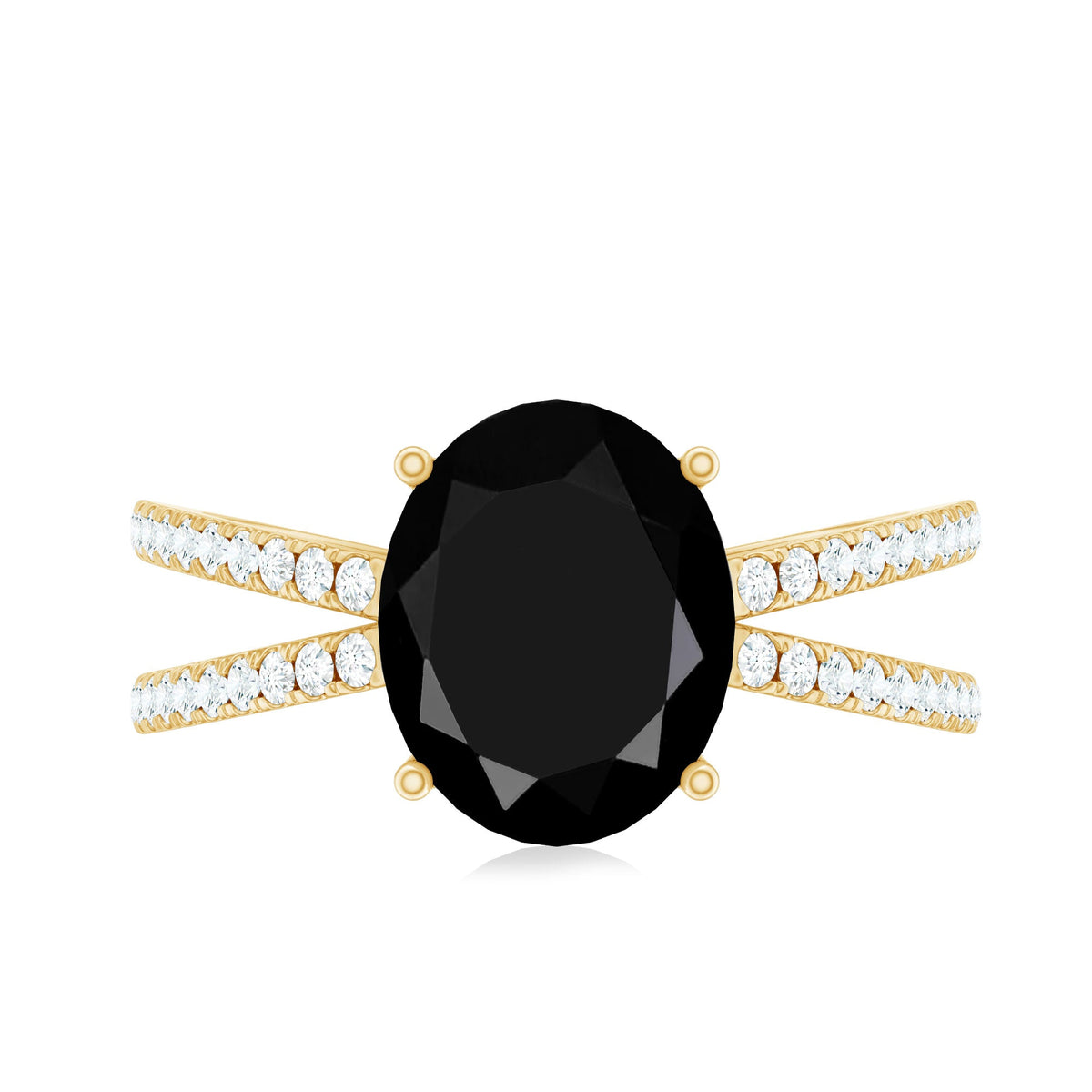 4.2 Carat Lab Grown Black Diamond Split Shank Engagement Ring with White Diamond