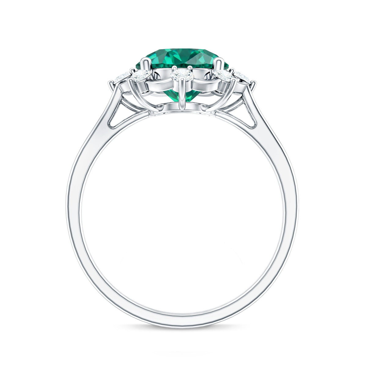 Lab Grown Emerald Designer Flower Engagement Ring