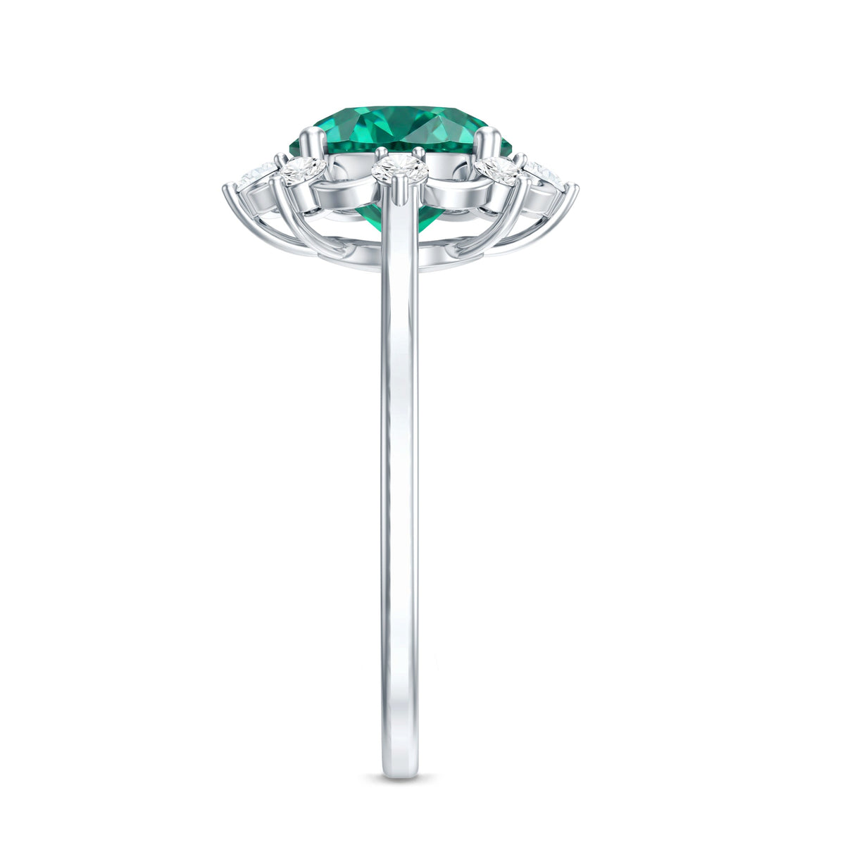 Lab Grown Emerald Designer Flower Engagement Ring