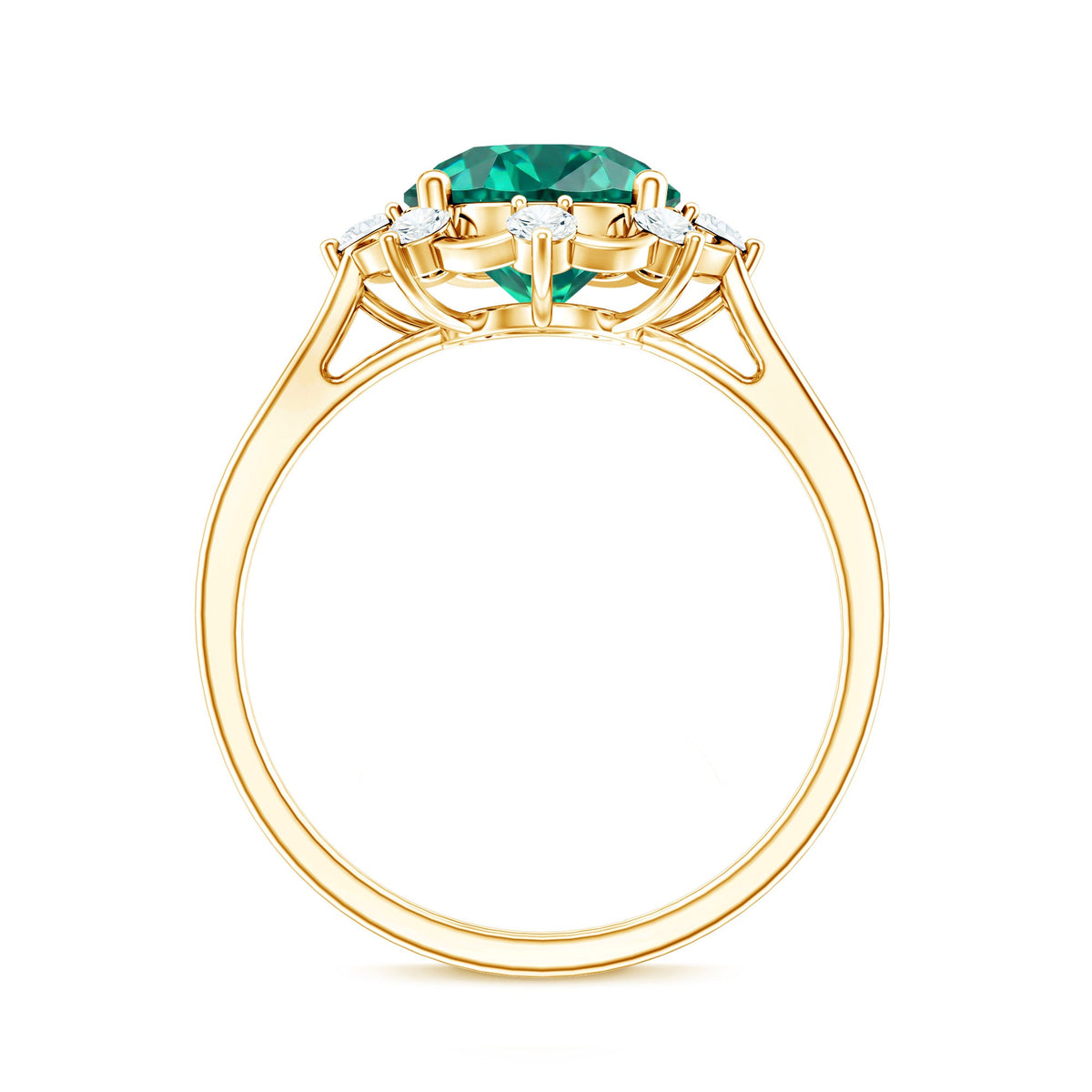 Lab Grown Emerald Designer Flower Engagement Ring