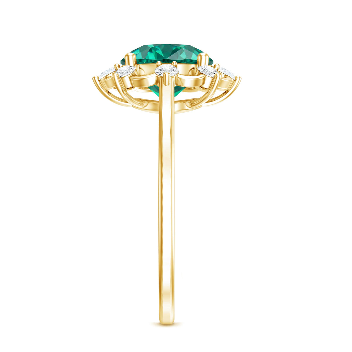Lab Grown Emerald Designer Flower Engagement Ring