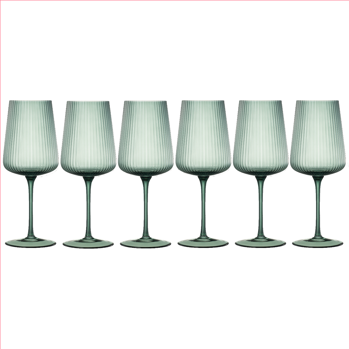 Tonal Ribbed Stemmed Wine Glassware, Set of 6