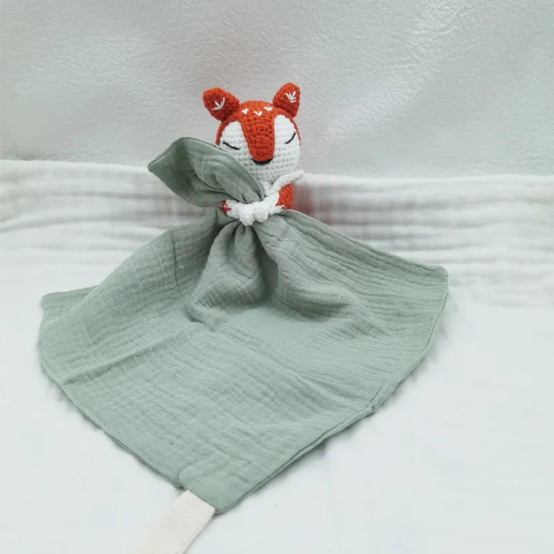 Baby Bib with Sleeping Animals Rattle