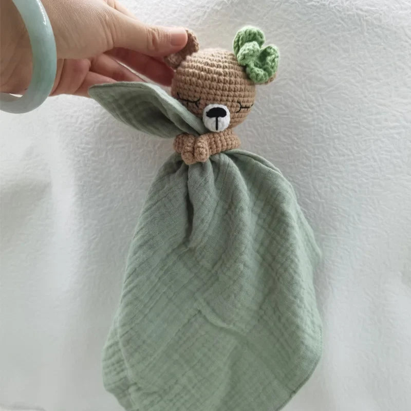 Baby Bib with Sleeping Animals Rattle
