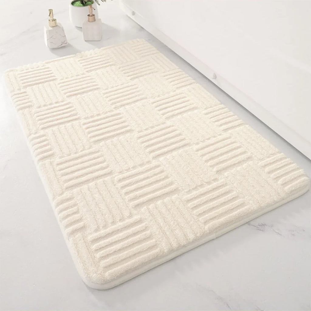 Thick Striped Absorbent Floor Mat – Non – Slip Cotton Velvet Bathroom Rug