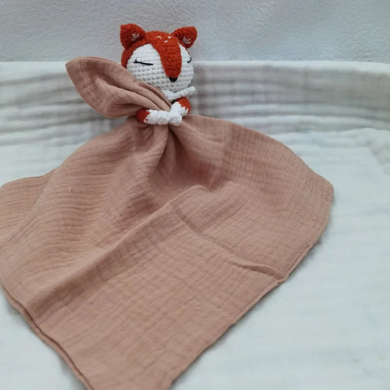 Baby Bib with Sleeping Animals Rattle