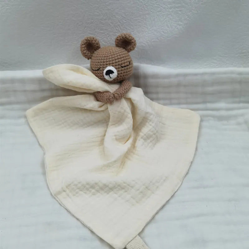 Baby Bib with Sleeping Animals Rattle