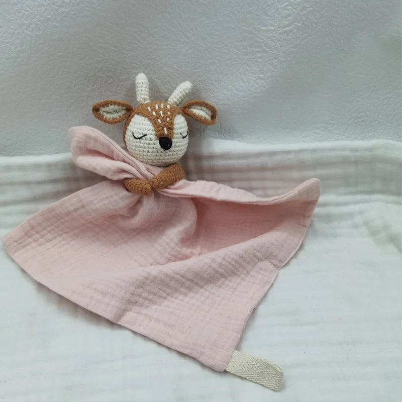 Baby Bib with Sleeping Animals Rattle