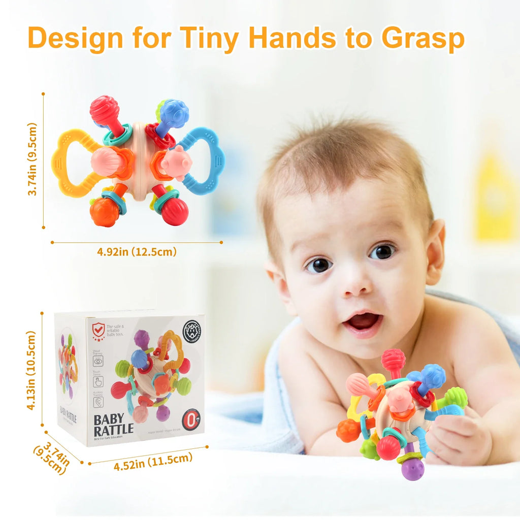 Baby Silicone Manhattan Ball – Soft Teether & Rattle Toy 0 – 12 Months