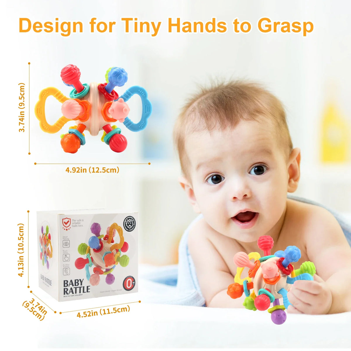 Baby Silicone Manhattan Ball – Soft Teether & Rattle Toy 0 – 12 Months