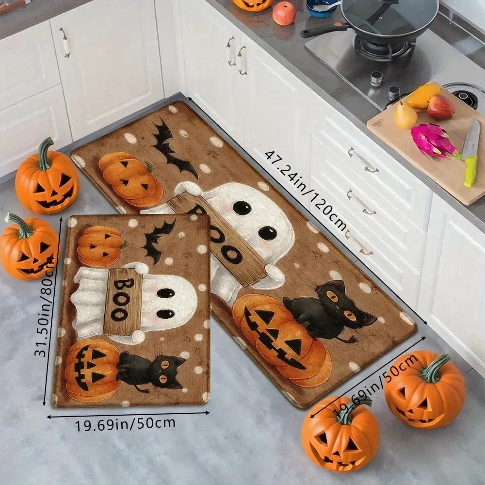 VIKAMA Halloween Pumpkin Ghost Carpet Kitchen Rug Bathroom Carpet For Live Room Sofa Carpet Doormat rmat Bedside Rugs Ho