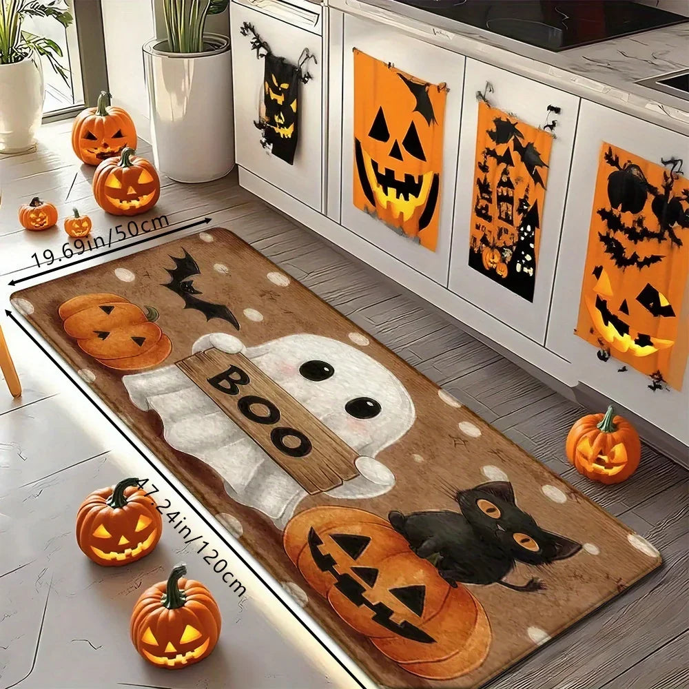 VIKAMA Halloween Pumpkin Ghost Carpet Kitchen Rug Bathroom Carpet For Live Room Sofa Carpet Doormat rmat Bedside Rugs Ho