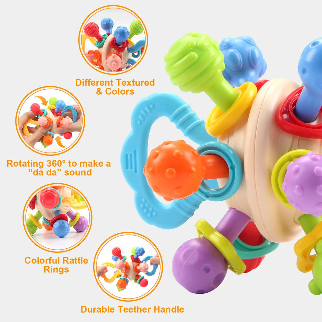 Baby Silicone Manhattan Ball – Soft Teether & Rattle Toy 0 – 12 Months