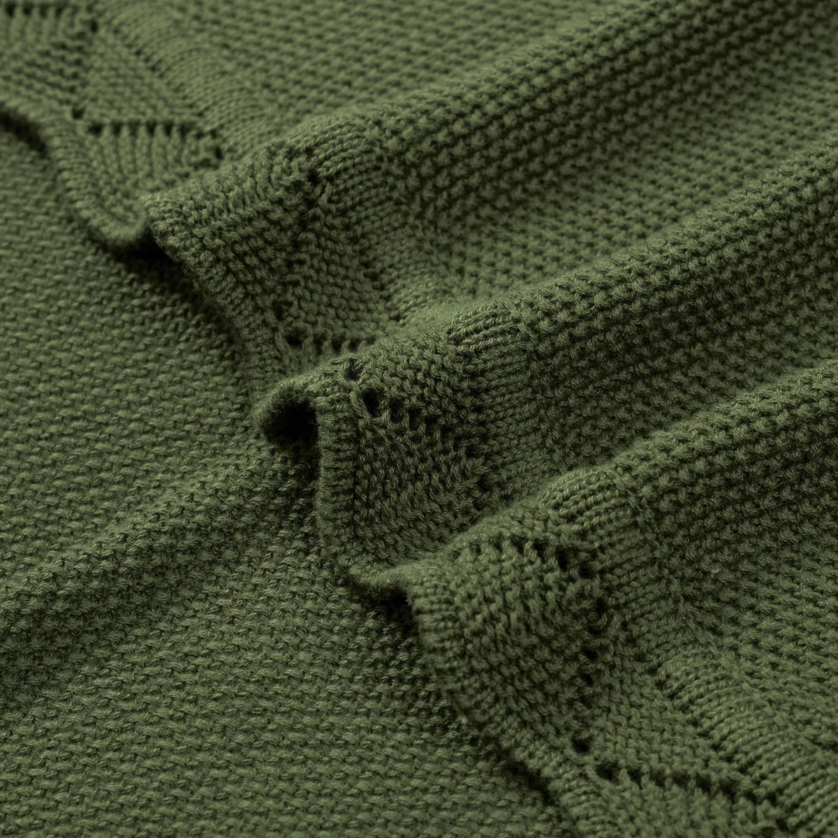 Heirloom Lace Knit Baby Blanket in Forest Green