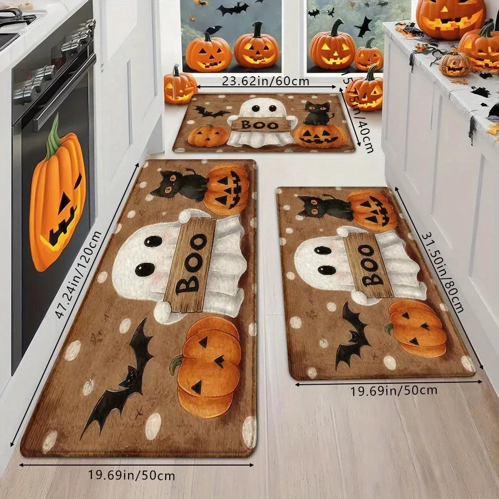 VIKAMA Halloween Pumpkin Ghost Carpet Kitchen Rug Bathroom Carpet For Live Room Sofa Carpet Doormat rmat Bedside Rugs Ho
