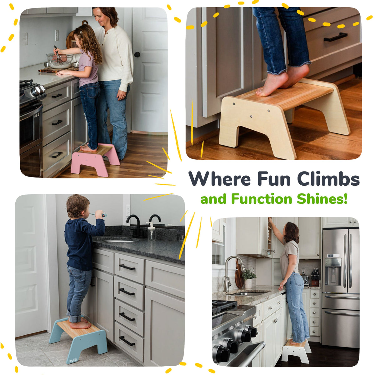 1 – Step Wooden Stool for Kids(Multi – Purpose Step Stool for Kitchen, Bath, and Potty Training)