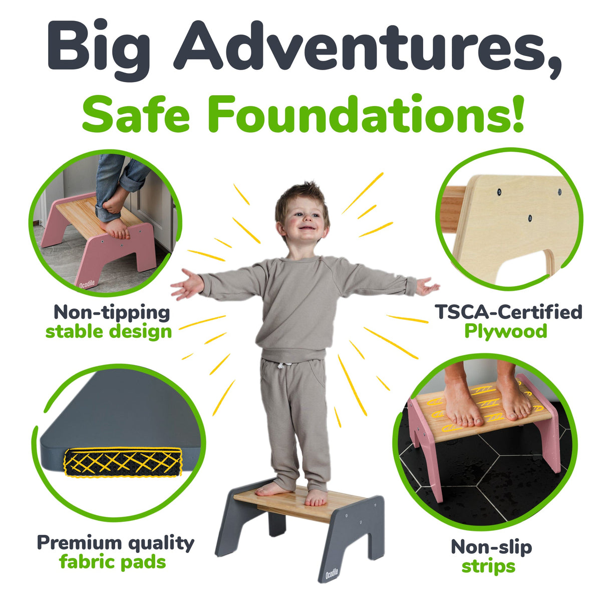 1 – Step Wooden Stool for Kids(Multi – Purpose Step Stool for Kitchen, Bath, and Potty Training)