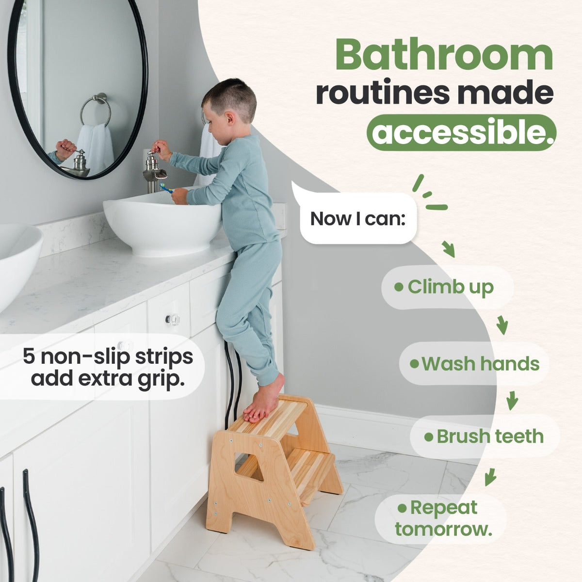 2 – Step Wooden Stool for Toddlers(Step Stool for Children Ages 2+)