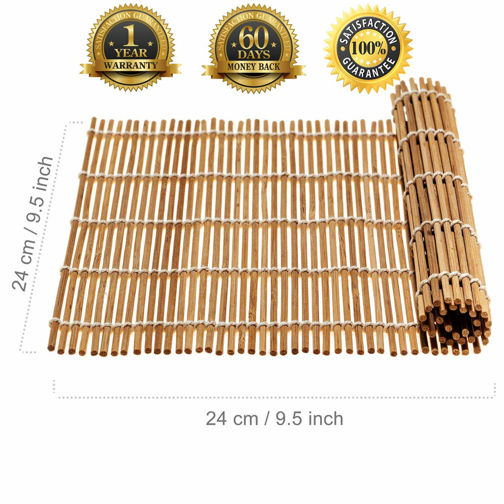Bamboo Sushi Making Kit with 2 Sushi Rolling Mats, 5 Pairs of Reusable Bamboo Chopsticks, 1 Rice Paddle and 1 Spreader –